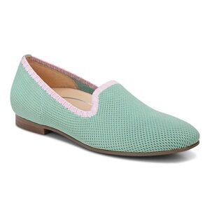 Vionic Willa‎ Leather Knit Slip On Flat in Frosty Spruce